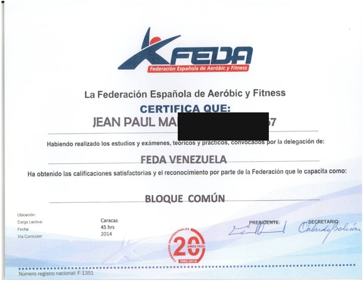 FEDA · Bloque común (aeróbic y fitness)