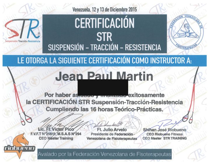 STR · Suspensión-Tracción-Resistencia (certificado como instructor)